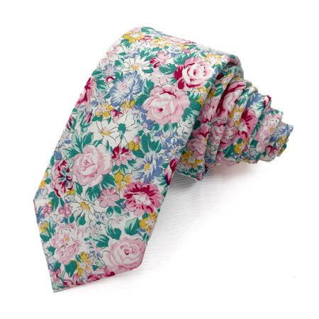 Men Floral Ties Woven Classic 3.4" Necktie Set Formal tie Pocket Square for Wedding with Handkerchief Gift Box - cotton tie