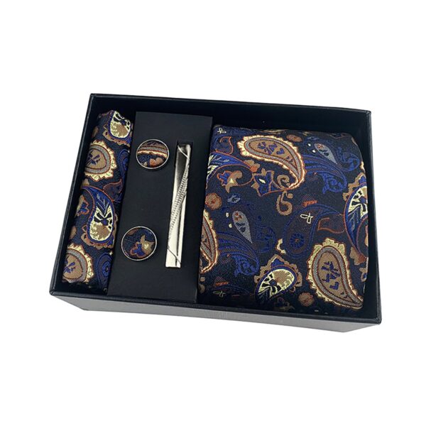 Stripe Men Ties Set Classic WOVEN Necktie with Handkerchief Cufflinks Formal - Image 9