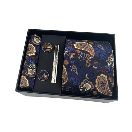 Stripe Men Ties Set Classic WOVEN Necktie with Handkerchief Cufflinks Formal
