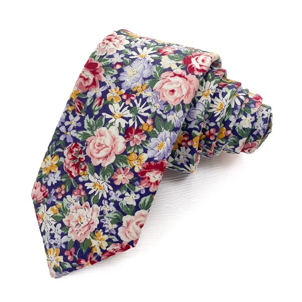 Men Floral Ties Woven Classic 3.4" Necktie Set Formal tie Pocket Square for Wedding with Handkerchief Gift Box - cotton tie - Image 7