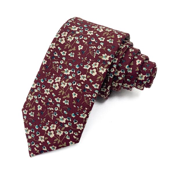 Men Floral Ties Woven Classic 3.4" Necktie Set Formal tie Pocket Square for Wedding with Handkerchief Gift Box - cotton tie - Image 11