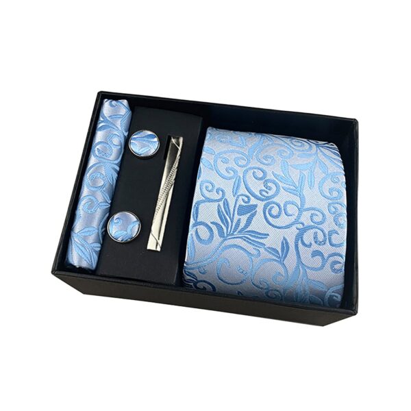 Stripe Men Ties Set Classic WOVEN Necktie with Handkerchief Cufflinks Formal - Image 11
