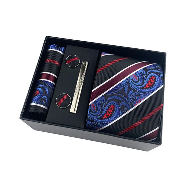 Stripe Men Ties Set Classic WOVEN Necktie with Handkerchief Cufflinks Formal - Image 13