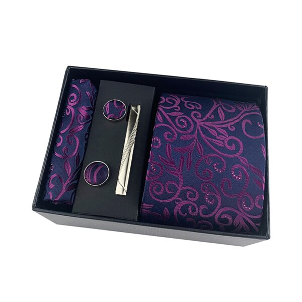 Stripe Men Ties Set Classic WOVEN Necktie with Handkerchief Cufflinks Formal - Image 6