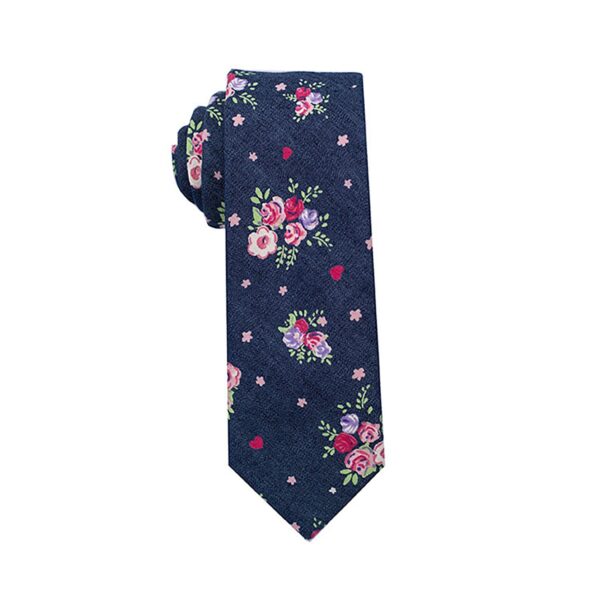 Men Floral Ties Woven Classic 3.4" Necktie Set Formal tie Pocket Square for Wedding with Handkerchief Gift Box - cotton tie - Image 4