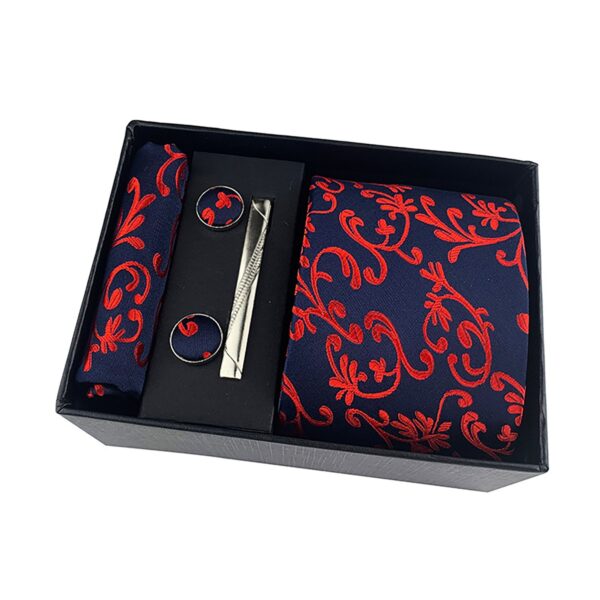 Stripe Men Ties Set Classic WOVEN Necktie with Handkerchief Cufflinks Formal - Image 8