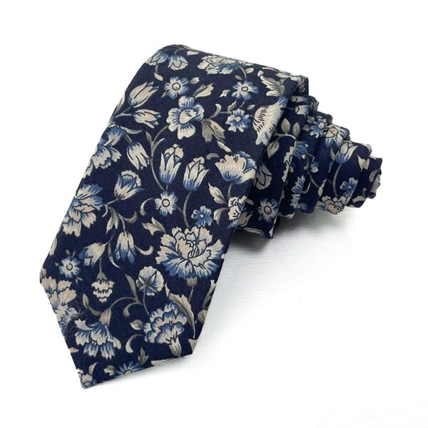 Men Floral Ties Woven Classic 3.4" Necktie Set Formal tie Pocket Square for Wedding with Handkerchief Gift Box - cotton tie - Image 5