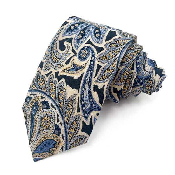 Men Floral Ties Woven Classic 3.4" Necktie Set Formal tie Pocket Square for Wedding with Handkerchief Gift Box - cotton tie - Image 6