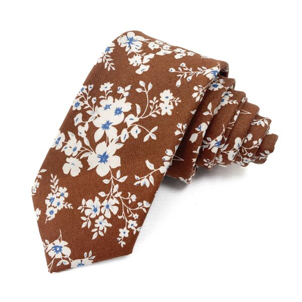 Men Floral Ties Woven Classic 3.4" Necktie Set Formal tie Pocket Square for Wedding with Handkerchief Gift Box - cotton tie - Image 8
