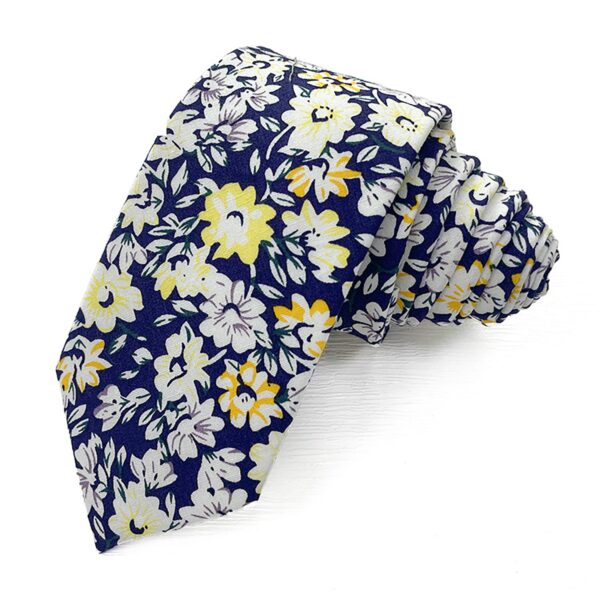 Men Floral Ties Woven Classic 3.4" Necktie Set Formal tie Pocket Square for Wedding with Handkerchief Gift Box - cotton tie - Image 9