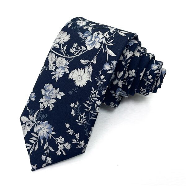 Men Floral Ties Woven Classic 3.4" Necktie Set Formal tie Pocket Square for Wedding with Handkerchief Gift Box - cotton tie - Image 10