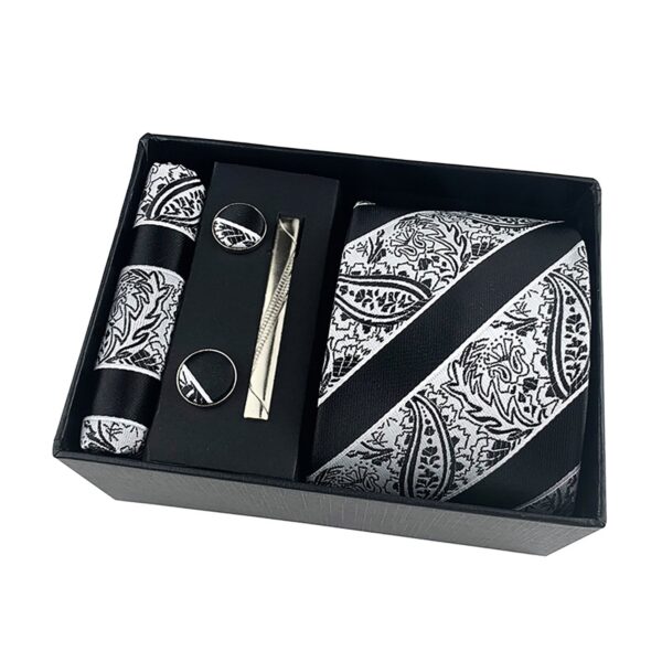 Stripe Men Ties Set Classic WOVEN Necktie with Handkerchief Cufflinks Formal - Image 12