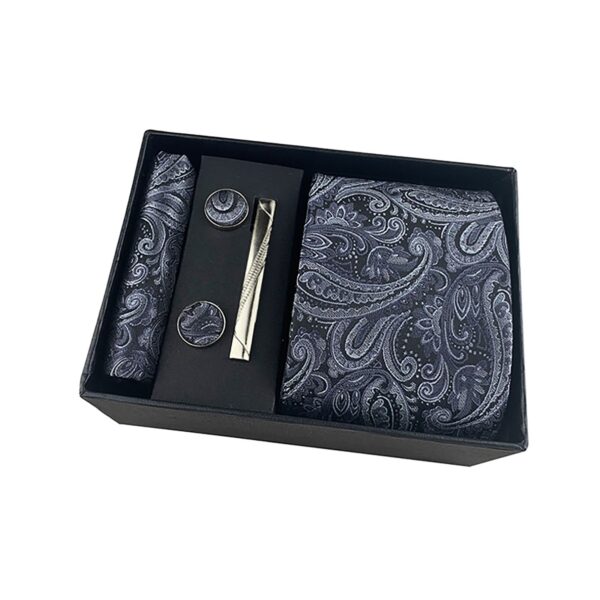 Stripe Men Ties Set Classic WOVEN Necktie with Handkerchief Cufflinks Formal - Image 14