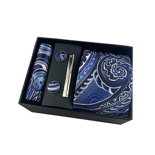 Stripe Men Ties Set Classic WOVEN Necktie with Handkerchief Cufflinks Formal - Image 15