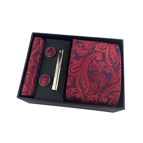 Stripe Men Ties Set Classic WOVEN Necktie with Handkerchief Cufflinks Formal - Image 17